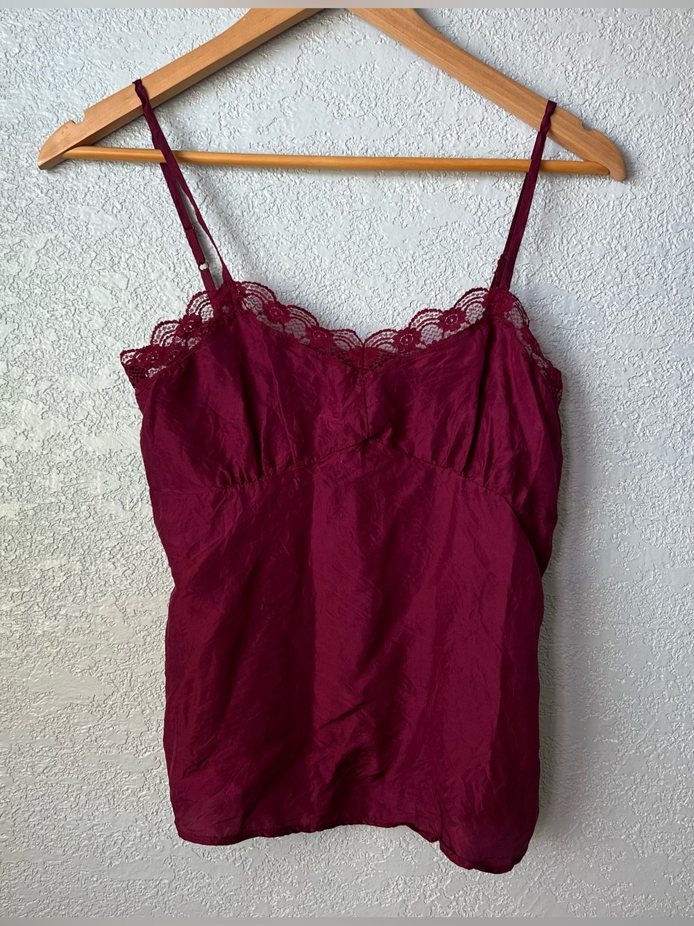 Old Navy Burgundy Satin Lace Trim Cami Top Y2K Fairy Grunge XS